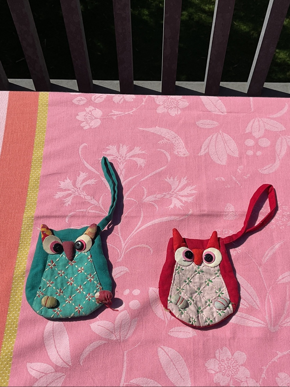 Kids Owl Wrist Pouch - red and Teal